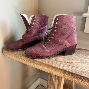 Brown Lace-Up Ankle Boots